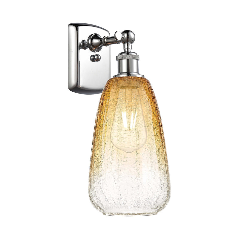 Innovations Brookhaven Almond 6in 1-Light Wall Sconce | Industrial Polished Chrome and Amber Glass | Bedroom & Hallway | Model 516-1W-PC-G480-6AM