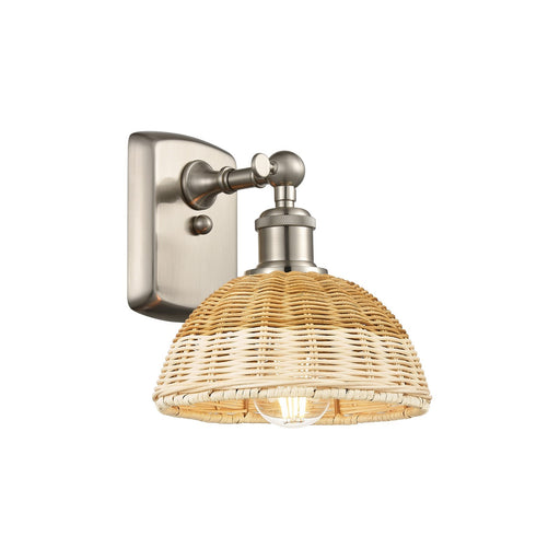 Innovations Bristol Natural II 7.5in 1-Light Wall Sconce | Industrial Brushed Satin Nickel and Natural Fiber Shade | Model 516-1W-SN-NBD2-75-NAT