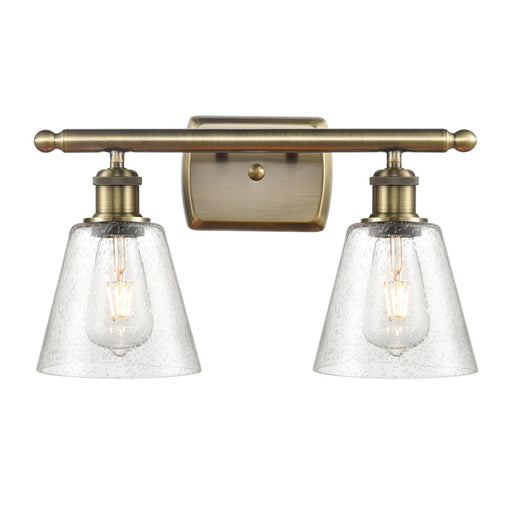 Innovations Caton 16in 2-Light Bath Vanity | Art Nouveau Antique Brass and Frosted Glass | Bathroom & Powder Room | 16 x 9.5 in | Model 516-2W-AB-G454