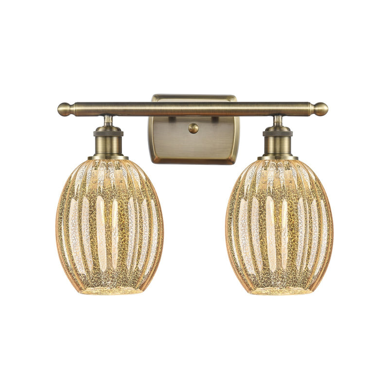 Innovations Preston Bulb 16in 2-Light Bath Vanity | Industrial Antique Brass and Mercury Glass | Bathroom & Powder Room | Model 516-2W-AB-G459-6ME