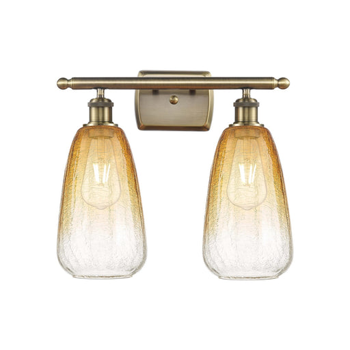 Innovations Brookhaven Almond 16in 2-Light Bath Vanity | Industrial Antique Brass and Amber Glass | Bathroom & Powder Room | Model 516-2W-AB-G480-6AM