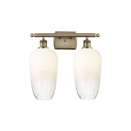 Innovations Brookhaven Flute 17in 2-Light Bath Vanity Light | Industrial Antique Brass and Opal Glass | Bathroom Vanity | Model 516-2W-AB-G484-7OP