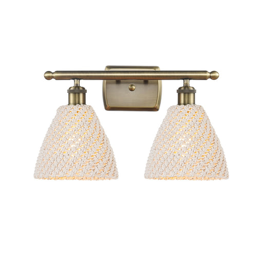Innovations Bristol Natural 18in 2-Light Bath Vanity Light | Industrial Antique Brass and Natural Fiber Shade | Bathroom | Model 516-2W-AB-NBD-75-NAT