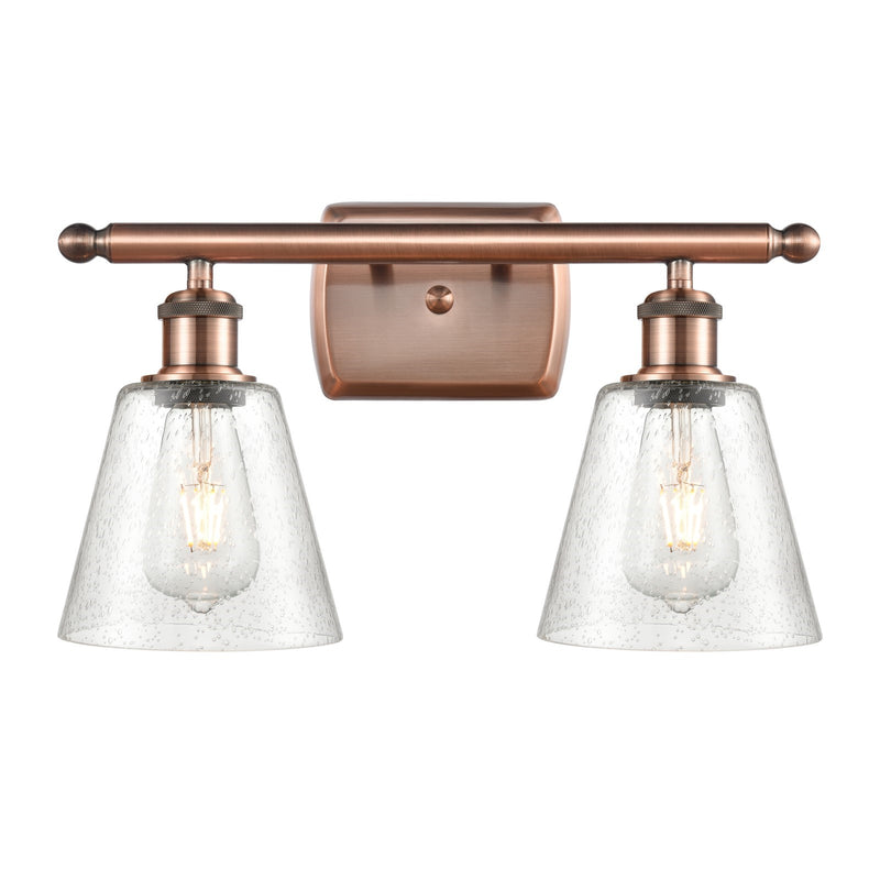Innovations Caton 16in 2-Light Bath Vanity Light | Art Nouveau Antique Copper and Frosted Glass Shade | Bathroom Vanity | Model 516-2W-AC-G454