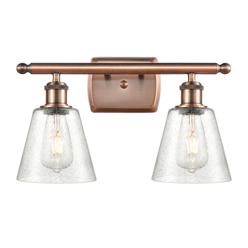 Innovations Caton 16in 2-Light Bath Vanity Light | Art Nouveau Antique Copper and Frosted Glass Shade | Bathroom Vanity | Model 516-2W-AC-G454