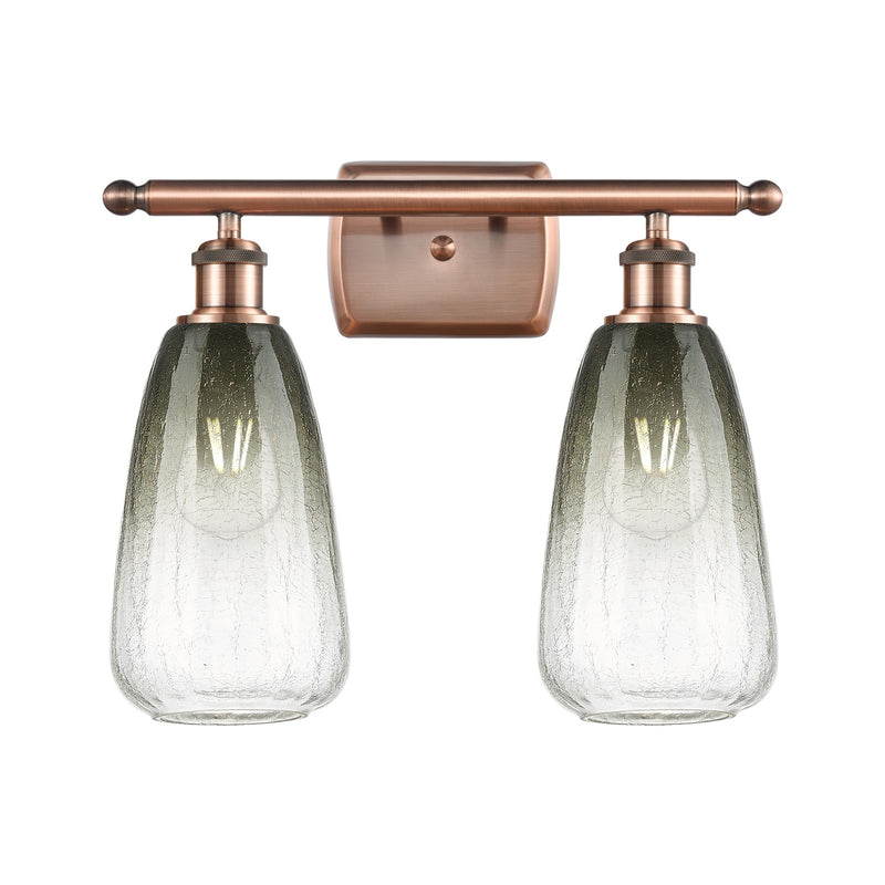 Innovations Brookhaven Almond 16in 2-Light Bath Vanity | Industrial Antique Copper and Slate Glass | Bathroom & Powder | Model 516-2W-AC-G480-6SL