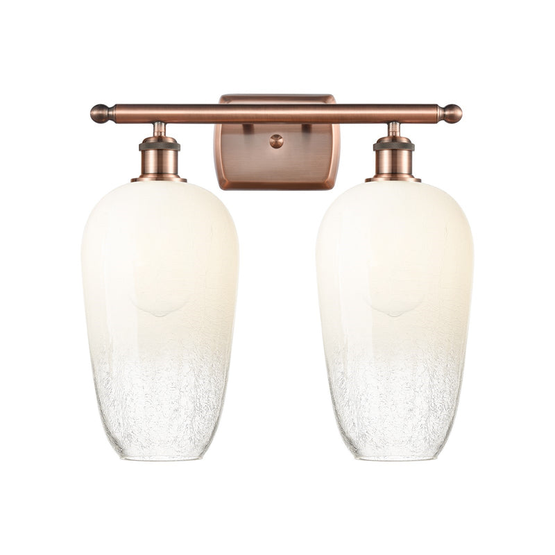 Innovations Brookhaven Flute 17in 2-Light Bath Vanity | Industrial Antique Copper and Opal Glass | Bathroom & Powder Room | Model 516-2W-AC-G484-7OP