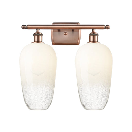 Innovations Brookhaven Flute 17in 2-Light Bath Vanity | Industrial Antique Copper and Opal Glass | Bathroom & Powder Room | Model 516-2W-AC-G484-7OP