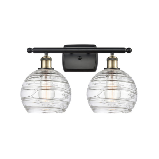 Innovations Lighting Athens Deco Swirl 18in 2-Light Bath Vanity Light | Industrial Black Antique Brass and Clear Deco | Model 516-2W-BAB-G1213-8CL