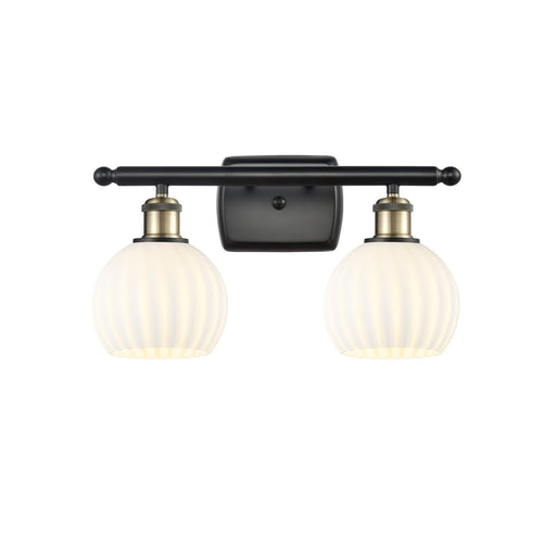 Innovations Ballston 16in 2-Light Bath Vanity Light | Art Nouveau Black Antique Brass and White Venetian Glass | Model 516-2W-BAB-G1217-6WV