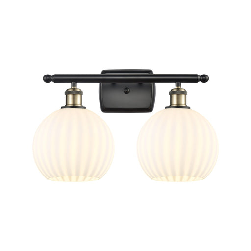 Innovations Ballston 18in 2-Light Bath Vanity Light | Art Nouveau Black Antique Brass and White Venetian Glass | Model 516-2W-BAB-G1217-8WV
