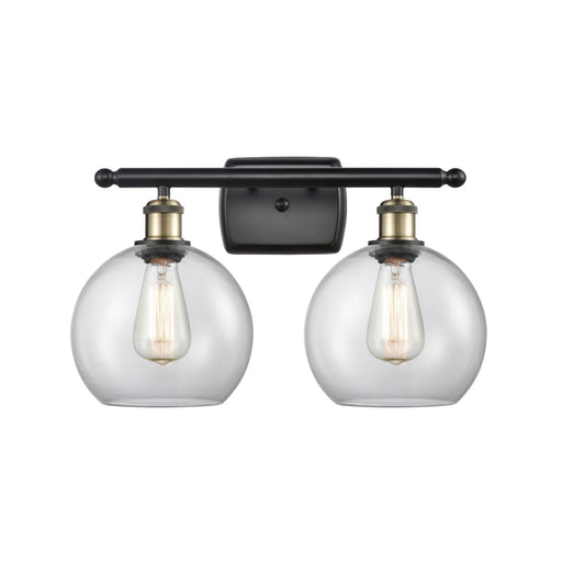 Innovations Athens 18in 2-Light Bath Vanity | Modern Black Antique Brass and Clear Basket Weave Glass | Bathroom | Model 516-2W-BAB-G122C-8CL