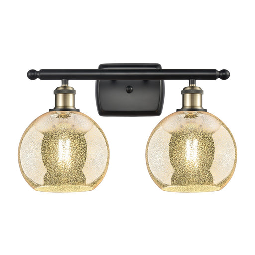 Innovations Athens 18in 2-Light Bath Vanity Light | Industrial Black Antique Brass and Mercury Glass | Bathroom & Powder | Model 516-2W-BAB-G128-8