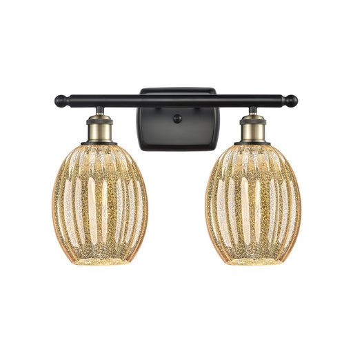 Innovations Preston Bulb 16in 2-Light Bath Vanity Light | Industrial Black Antique Brass and Mercury Glass | Bathroom | Model 516-2W-BAB-G459-6ME