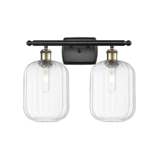 Innovations Preston Cylinder 16in 2-Light Bath Vanity Light | Industrial Black Antique Brass and Clear Glass | Bathroom | Model 516-2W-BAB-G460-7CL