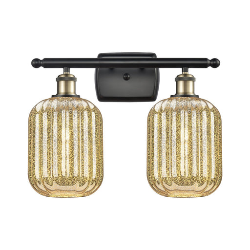 Innovations Preston Cylinder 16in 2-Light Bath Vanity Light | Industrial Black Antique Brass and Mercury Glass | Bathroom | Model 516-2W-BAB-G460-7ME
