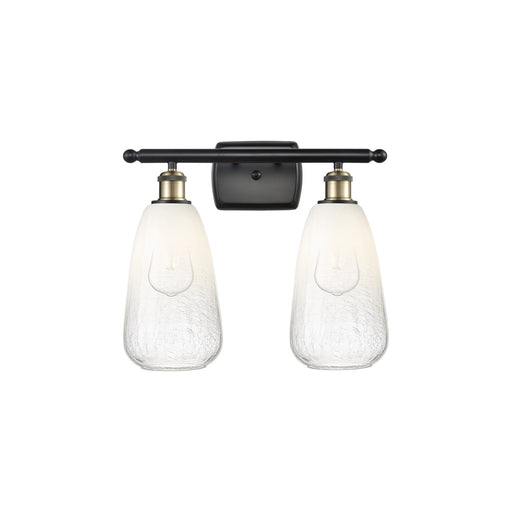 Innovations Brookhaven Almond 16in 2-Light Bath Vanity Light | Industrial Black Antique Brass and Opal Glass | Bathroom | Model 516-2W-BAB-G480-6OP