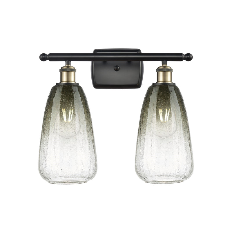 Innovations Brookhaven Almond 16in 2-Light Bath Vanity Light | Industrial Black Antique Brass and Slate Glass | Bathroom | Model 516-2W-BAB-G480-6SL
