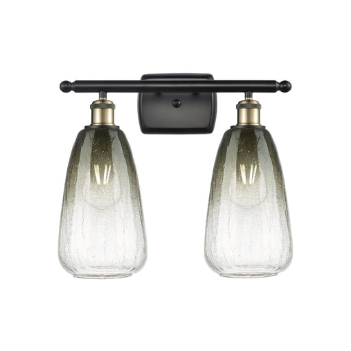 Innovations Brookhaven Almond 16in 2-Light Bath Vanity Light | Industrial Black Antique Brass and Slate Glass | Bathroom | Model 516-2W-BAB-G480-6SL