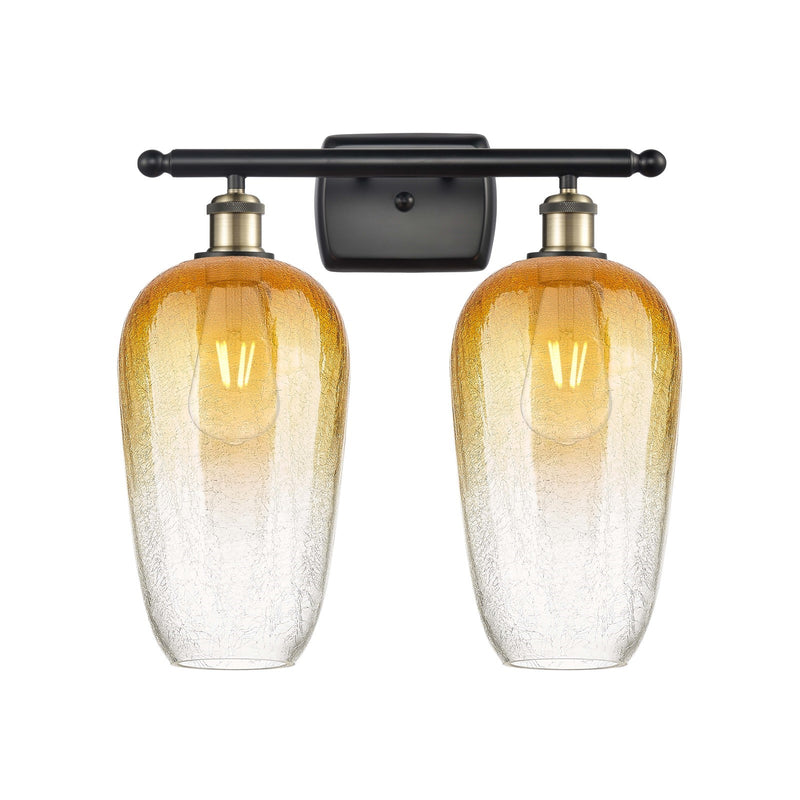 Innovations Brookhaven Flute 17in 2-Light Bath Vanity | Industrial Black Antique Brass and Amber Glass | Bathroom | Model 516-2W-BAB-G484-7AM