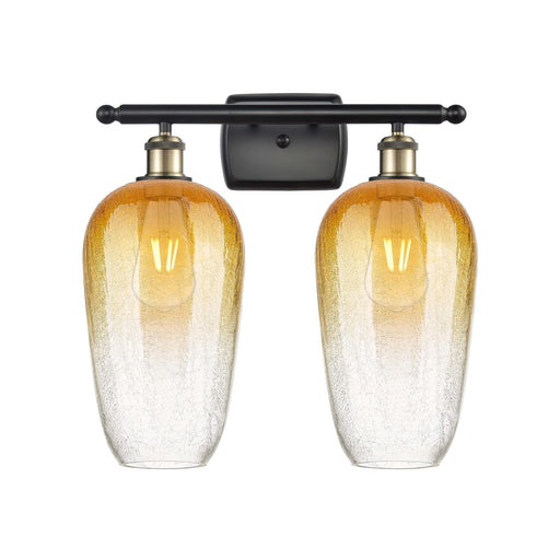 Innovations Brookhaven Flute 17in 2-Light Bath Vanity | Industrial Black Antique Brass and Amber Glass | Bathroom | Model 516-2W-BAB-G484-7AM