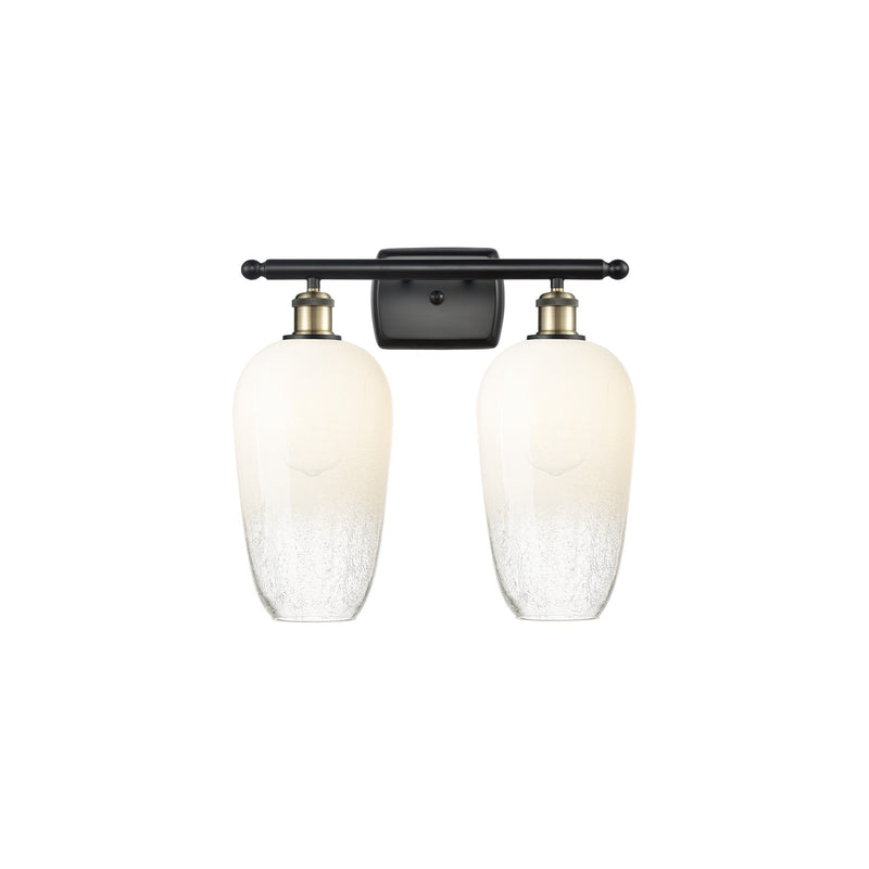 Innovations Brookhaven Flute 17in 2-Light Bath Vanity | Industrial Black Antique Brass and Opal Glass | Bathroom & Powder | Model 516-2W-BAB-G484-7OP