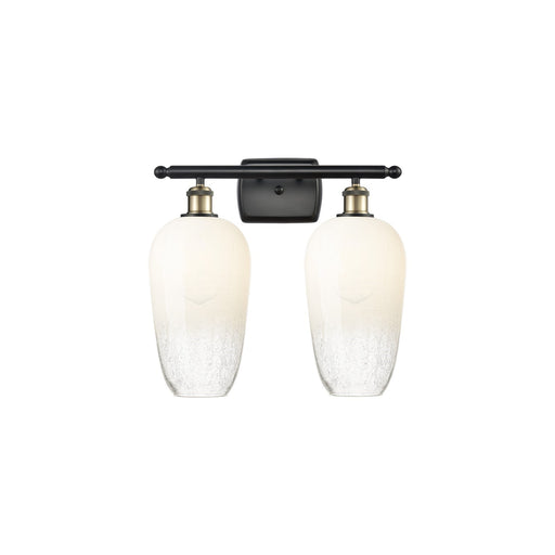 Innovations Brookhaven Flute 17in 2-Light Bath Vanity | Industrial Black Antique Brass and Opal Glass | Bathroom & Powder | Model 516-2W-BAB-G484-7OP