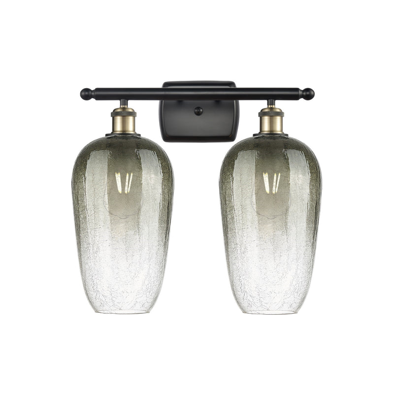 Innovations Brookhaven Flute 17in 2-Light Bath Vanity | Industrial Black Antique Brass and Slate Glass | Bathroom | Model 516-2W-BAB-G484-7SL