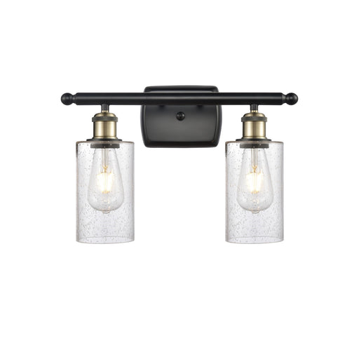 Innovations Clymer 14in 2-Light Bath Vanity | Art Nouveau Black Antique Brass and Seedy Glass | Bathroom & Powder Room | Model 516-2W-BAB-G804