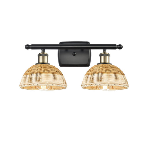 Innovations Bristol Natural II 17.5in 2-Light Bath Vanity Light | Industrial Black Antique Brass and Natural Fiber | Model 516-2W-BAB-NBD2-75-NAT