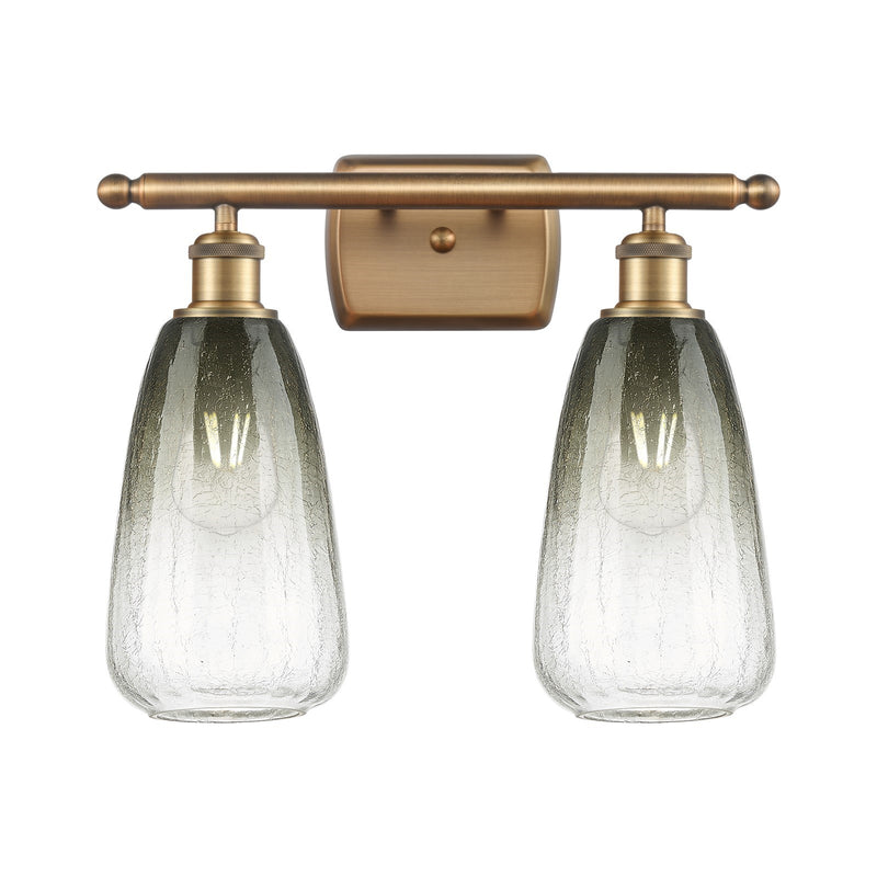 Innovations Brookhaven Almond 16in 2-Light Bath Vanity Light | Industrial Brushed Brass and Slate Glass | Bathroom Vanity | Model 516-2W-BB-G480-6SL