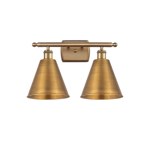 Innovations Berkshire 18in 2-Light LED Bath Vanity Light | Industrial Brushed Brass and Brushed Brass Metal Shades | Model 516-2W-BB-MBC-8-BB-LED