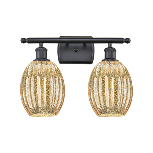Innovations Preston Bulb 16in 2-Light Bath Vanity Light | Industrial Matte Black and Mercury Glass Globe Shade | Bathroom | Model 516-2W-BK-G459-6ME