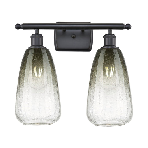 Innovations Brookhaven Almond 16in 2-Light Bath Vanity | Industrial Matte Black and Slate Glass | Bathroom Vanity Light | Model 516-2W-BK-G480-6SL