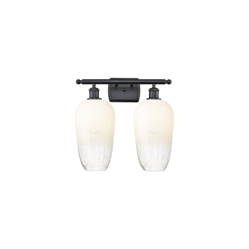 Innovations Brookhaven Flute 17in 2-Light Bath Vanity | Industrial Matte Black and Opal Glass | Bathroom Vanity Light | Model 516-2W-BK-G484-7OP
