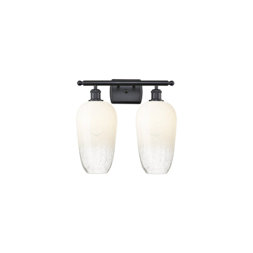 Innovations Brookhaven Flute 17in 2-Light Bath Vanity | Industrial Matte Black and Opal Glass | Bathroom Vanity Light | Model 516-2W-BK-G484-7OP