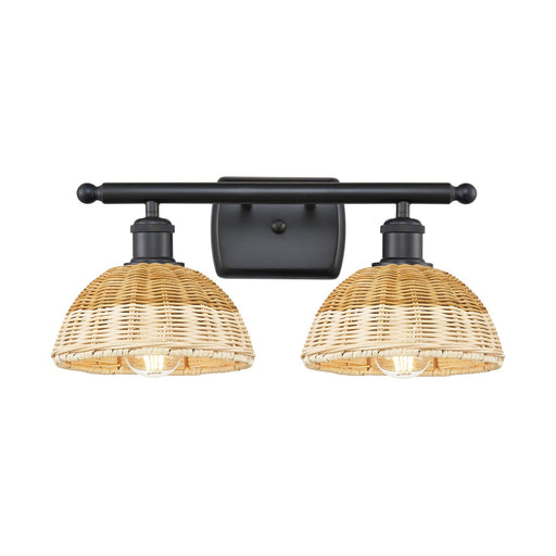 Innovations Bristol Natural II 18in 2-Light Bath Vanity | Industrial Matte Black and Natural Fiber | Bathroom Vanity | Model 516-2W-BK-NBD2-75-NAT
