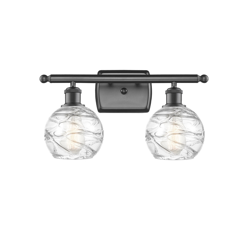 Innovations Athens Deco Swirl 16in 2-Light Bath Vanity | Industrial Oil Rubbed Bronze and Clear Glass | Bathroom Vanity | Model 516-2W-OB-G1213-6CL
