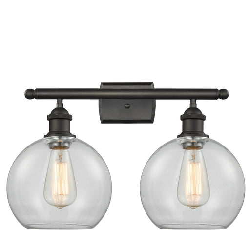 Innovations Athens 18in 2-Light Bath Vanity | Modern Farmhouse Oil Rubbed Bronze and Clear Basket Weave Glass | Bathroom | Model 516-2W-OB-G122C-8CL
