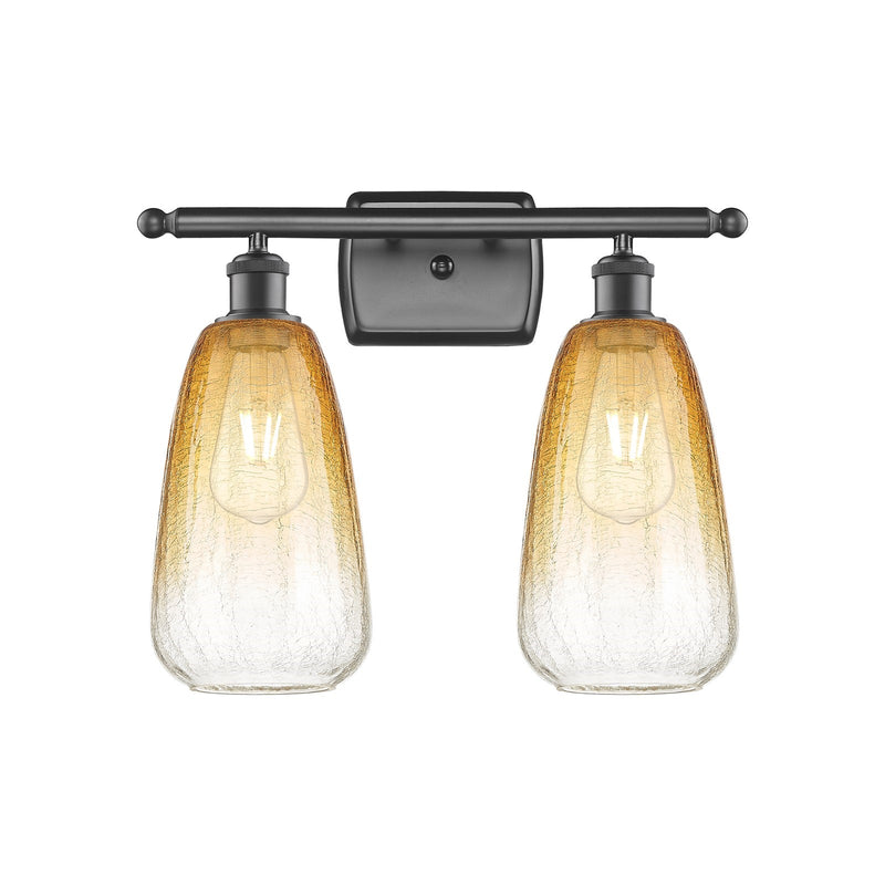 Innovations Brookhaven Almond 16in 2-Light Bath Vanity | Industrial Oil Rubbed Bronze and Amber Glass | Bathroom & Powder | Model 516-2W-OB-G480-6AM