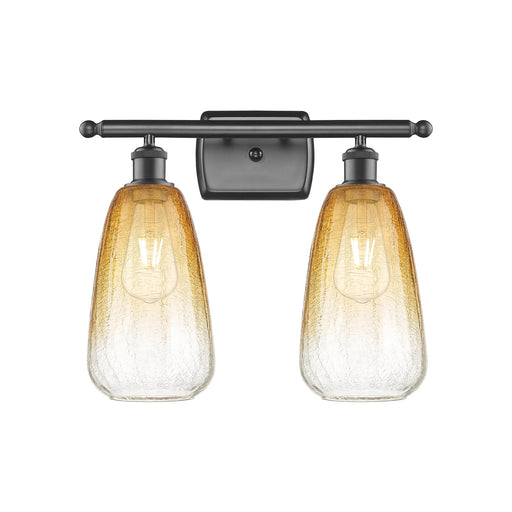 Innovations Brookhaven Almond 16in 2-Light Bath Vanity | Industrial Oil Rubbed Bronze and Amber Glass | Bathroom & Powder | Model 516-2W-OB-G480-6AM