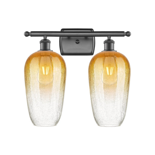 Innovations Brookhaven Flute 17in 2-Light Bath Vanity Light | Industrial Oil Rubbed Bronze and Amber Glass | Bathroom | Model 516-2W-OB-G484-7AM