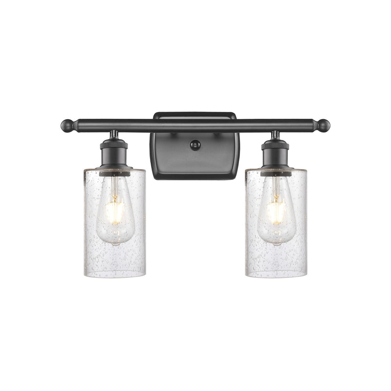 Innovations Clymer 14in 2-Light Bath Vanity Light | Transitional Oil Rubbed Bronze and Seedy Glass | Bathroom Vanity | Model 516-2W-OB-G804