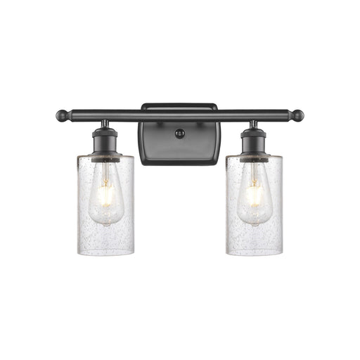 Innovations Clymer 14in 2-Light Bath Vanity Light | Transitional Oil Rubbed Bronze and Seedy Glass | Bathroom Vanity | Model 516-2W-OB-G804