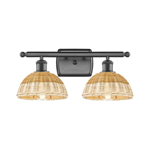 Innovations Bristol Natural II 17.5in 2-Light Bath Vanity Light | Industrial Oil Rubbed Bronze and Natural Fiber Dome | Model 516-2W-OB-NBD2-75-NAT