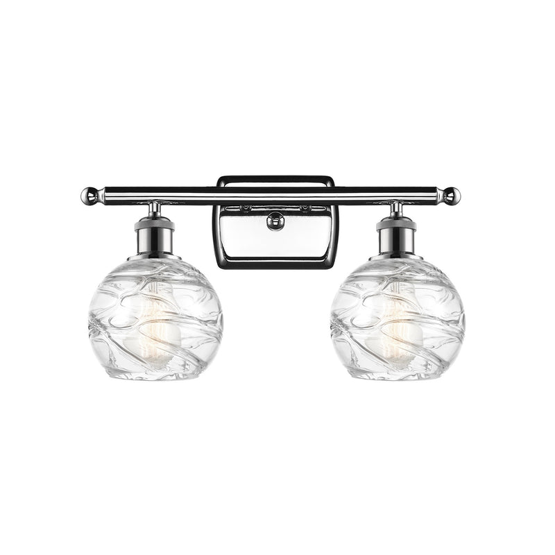 Innovations Athens Deco Swirl 15.8in 2-Light Bath Vanity Light | Industrial Polished Chrome and Clear Deco Swirl Glass | Model 516-2W-PC-G1213-6CL