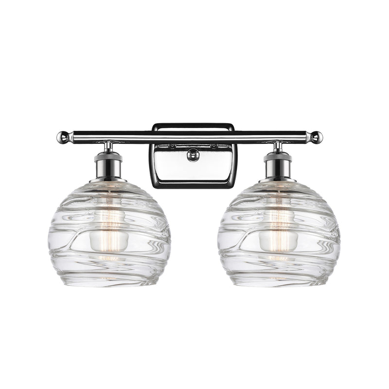 Innovations Athens Deco Swirl 18in 2-Light Bath Vanity Light | Industrial Polished Chrome and Clear Deco Swirl Glass | Model 516-2W-PC-G1213-8CL