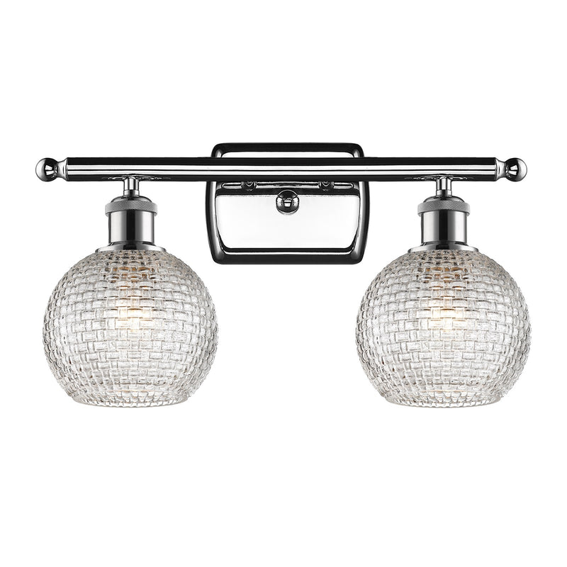 Innovations Athens 16in 2-Light Bath Vanity Light | Modern Contempo Polished Chrome and Clear Basket Weave Glass | Model 516-2W-PC-G122C-6CL