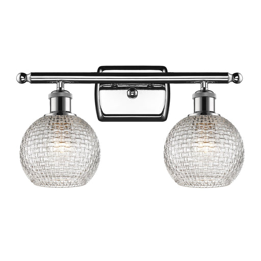 Innovations Athens 16in 2-Light Bath Vanity Light | Modern Contempo Polished Chrome and Clear Basket Weave Glass | Model 516-2W-PC-G122C-6CL