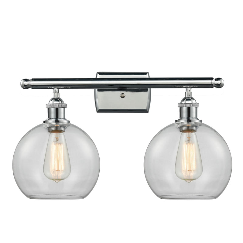 Innovations Athens 18in 2-Light Bath Vanity Light | Modern Contempo Polished Chrome and Clear Basket Weave Glass | Model 516-2W-PC-G122C-8CL